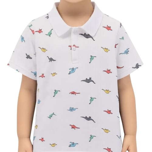 Fashion Boys Turndown Collar Dino Printed Polo Shirt3