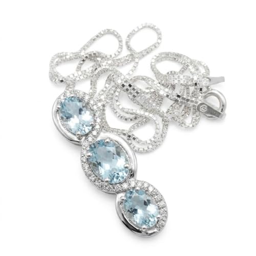 Natural 6ct Blue Aquamarine 925 Solid...