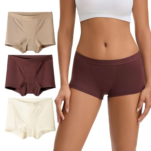 Women's Boyshorts Underwear Moisture Wicking Boxer Briefs Bamboo Viscose Soft Stretch Panties 3 Pack