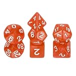 sourcing map Polyhedral Dice Set, 7 Pcs Acrylic Dice for Role Playing Table Games Tabletop Gaming Accessories, Sparkling Orange
