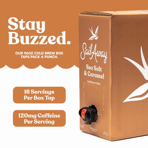 Sail Away Coffee Cold Brew Coffee Box Taps- Less Acidic Coffee Beverages | 120Mg Caffeine, Gluten Free, Organic, Keto, Sea Salt & Caramel, 96 Fl. Oz. #TOP1