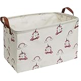 ESSME Rectangular Fabric Storage Box,Collapsible Storage Basket Bins Organizer with Handles for Kids Room,Shelf Basket,Toy Organizer (Rainbow Unicorn)