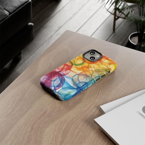 Coque rigide mate iPhone 14 multicolore à motif abstrait de formes fluides