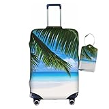 Vridoyt Palm Tree Luggage Covers and Luggage Tags, Elastic Washable Fashionable Anti-Scratch Protector, Summer Vacation Beach Travel Gifts for Men Women(L 26-28 Inch)