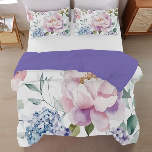 Funda de edredón reversible de peonías para renovar el aspecto de su cama individual 5