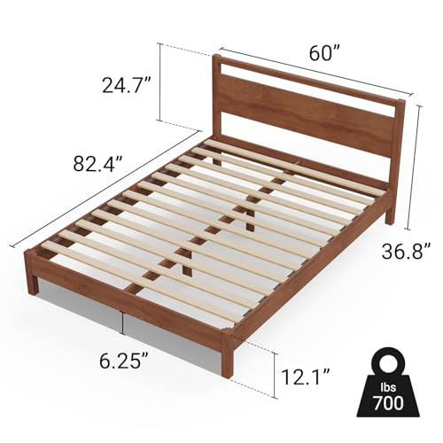 Image of LIFEMENT Signature Wood Platform Bed Frame with Headboard, Essential, Noise Free, Under Bed Storage, No Box Spring Needed, Easy Assembly (Cherry, Queen (U.S. Standard))