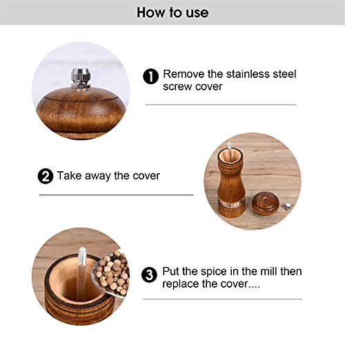 Image of Haomacro Pepper Grinder,Wood Salt and Pepper Grinder Mills Sets, Classic Manual Salt Grinder Refillable Pepper Mill Sets with Acrylic Visible Window Adjustable Ceramic Grinding Rotor 6.5inch 2 Pack