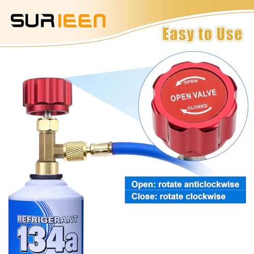 SURIEEN R134A Can Tap, R134A Self-Sealing and Puncture Style Refrigerant Can Tap Valves with Refrigerant Tank Adapters for Automotive Air Conditioning Systems Refilling
