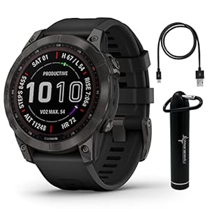 Garmin Fenix 7 Sapphire Solar Multisport GPS Touchscreen Smartwatch, Carbon Gray DLC Titanium with Black Band, 33 mm…
