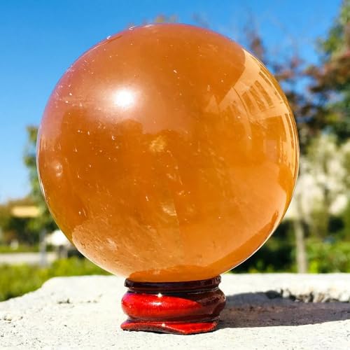 Yellow Calcite Quartz Sphere Crystal Ball Ornaments (Size : 60-70mm)