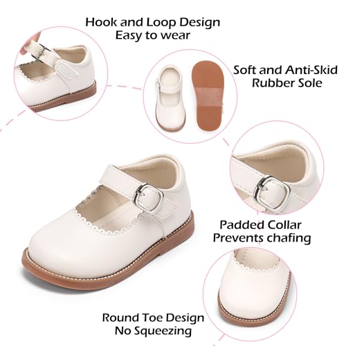 Image of PHIRAMIN Toddler Girl Mary Jane Student Oxford Shoes-Little Girl School Uniform Shoes for Wedding Party
