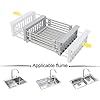 CHIRISEN Scolapiatti telescopico da arrotolare, per cucina sopra il lavello, in silicone antiscivolo, multiuso, in acciaio inox, 18 tubi, 33 x 29–54 cm