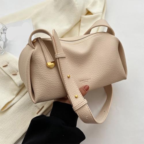 Lichee Pattern Dumpling Bag Adjustable Strap Shoulder Bag for Women (White)4