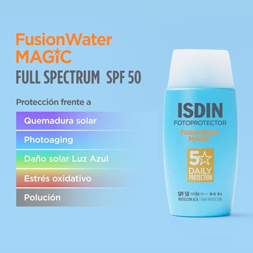Miniatura 8 de Isdin Fotoprotección Fusion Water Magic Spf 50, Protector Solar Facial De Textura Ligera Y Fase Externa Acuosa Con Tacto Final Sedoso, 50ml
