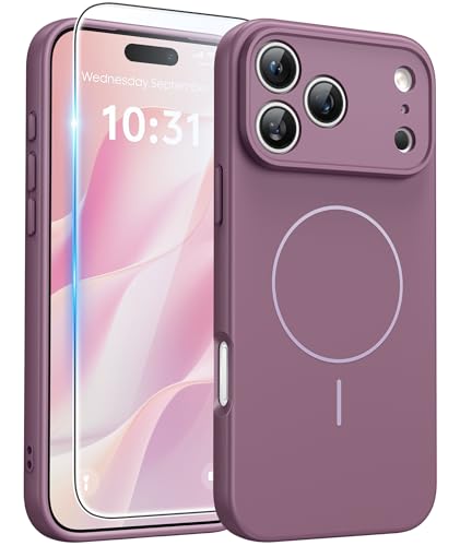 Image of FNTCASE for iPhone 17 Pro Case: [Compatible with Magsafe] Integrated Silicone Phone Cases with [Full Camera Protection] [Screen Protector] Military Grade Shockproof Protective Cover - Full Purple