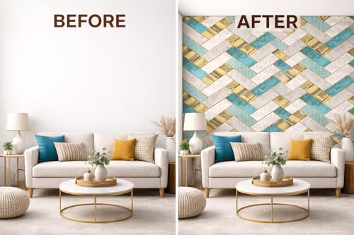 Image of Barebeauty 3D Wall Panel Wallpaper, Self Adhesive PE Foam Brick Sticker, Waterproof Wall Covering for Home Decor, 70 x 70 cm (Pack of 45, 237.15 Sq. Ft. Approx)