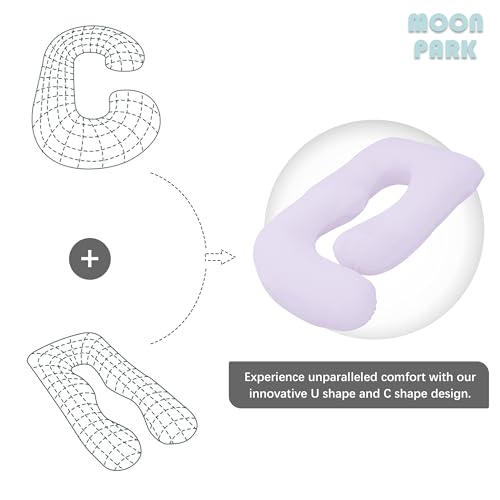 Image of MOON PARK Pregnancy Pillows for Sleeping - U Shaped Full Body Maternity Pillow with Removable Cover - Support for Back, Legs, Belly, HIPS - 65 Inch - Purple