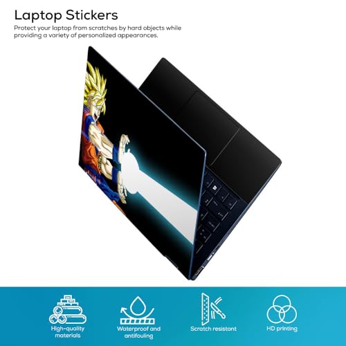 Image of Galaxsia Goku Top+Wrist Pad Vinyl Laptop Skin /Sticker /Cover Upto 15.6 Inches Laptops Laminated-Removable-HD Quality Compatible for Hp-Dell-Sony-Lenovo-Asus etc.(15x10 Inches)