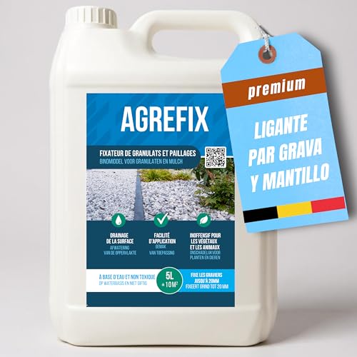 Agrefix – Aglutinante de Grava y Piedras 5L – Fijador de Grava Transparente y Estabilizador de Piedras Jardín – Resistente UV y Drenante