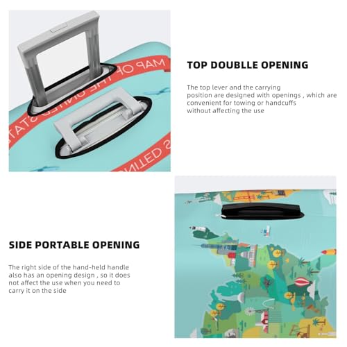 Travel Luggage Cover Protector - Usa Tourist Map With Famous Landmarks Washable Suitcase Covers For 18-32 Inch Luggage3