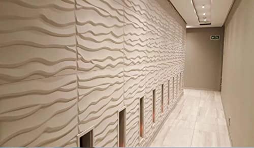 Art3D Wave 3D Wall Panels, Primitive-White Pack Of 6 Tiles 32 Sq.ft(Plant Fiber) #TOP4