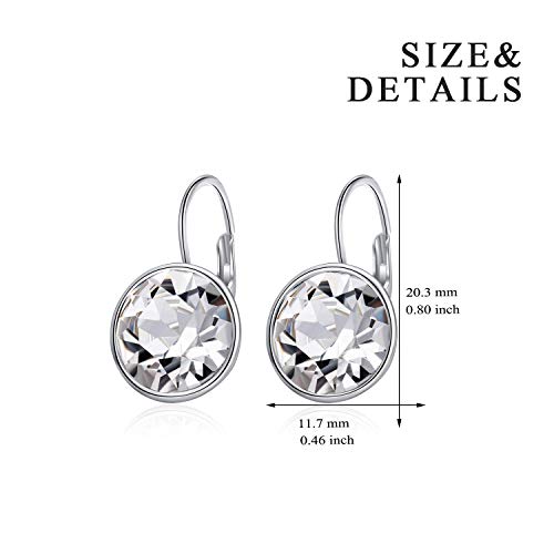 Aoboco Sterling Silver Bella Earrings Embellished With Crystals From Austria, Hypoallergenic Leverback Earrings, Christmas Anniversary Birthday Jewelry Gifts For Women Daughter Mom Grandma Wife #TOP4