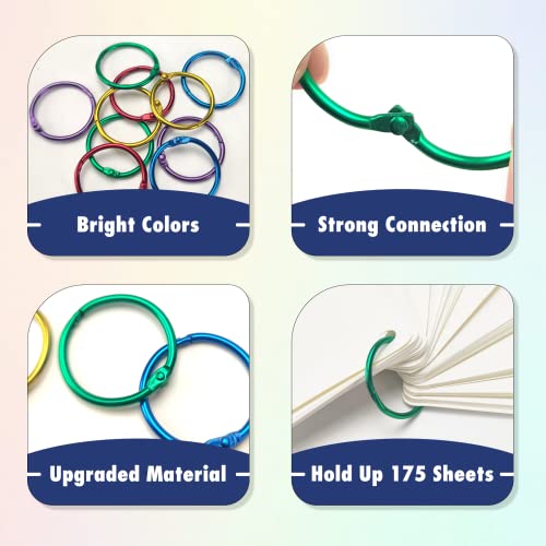 OWLKELA 1 Inch Binder Rings, Office Book Rings, Loose Leaf Rings, 50 Pcs Metallic Assorted Colors - Thumbnail 3