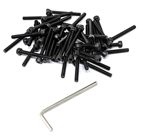 Image of iexcell 50 Pcs M4 x 35mm Thread Pitch 0.7 mm Alloy Steel 12.9 Grade Hex Socket Head Cap Screws Bolts Kit, Black Oxide Finish