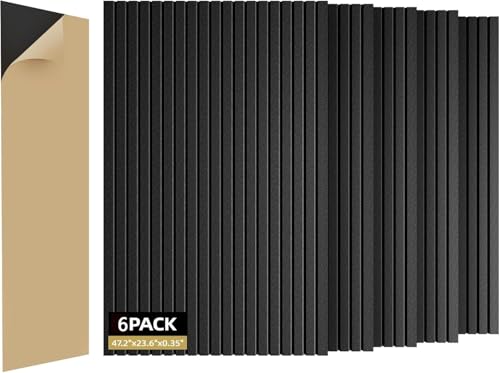 ZHOJEREL 6 Pack Sound Proof Foam Panels for Walls 47.2"x23.6" Large Acoustic Panels Sound Absorbing, Self-Adhesive Soundproof Wall Panels for Home Studio, Office, Recording, Black (6 Pack Black)