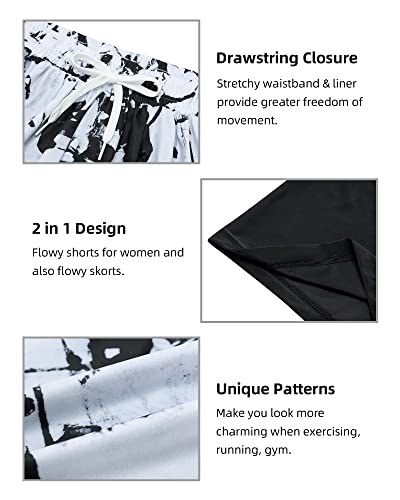 Idgreatim Women Flowy Shorts Black White Sweat Shorts For Summer Yoga Athletic Basketball Volleyball Shorts With Drawstring Xs #TOP4