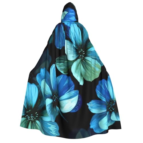 Cape à capuche pour festivals et grands bals masqués à motif bleu
