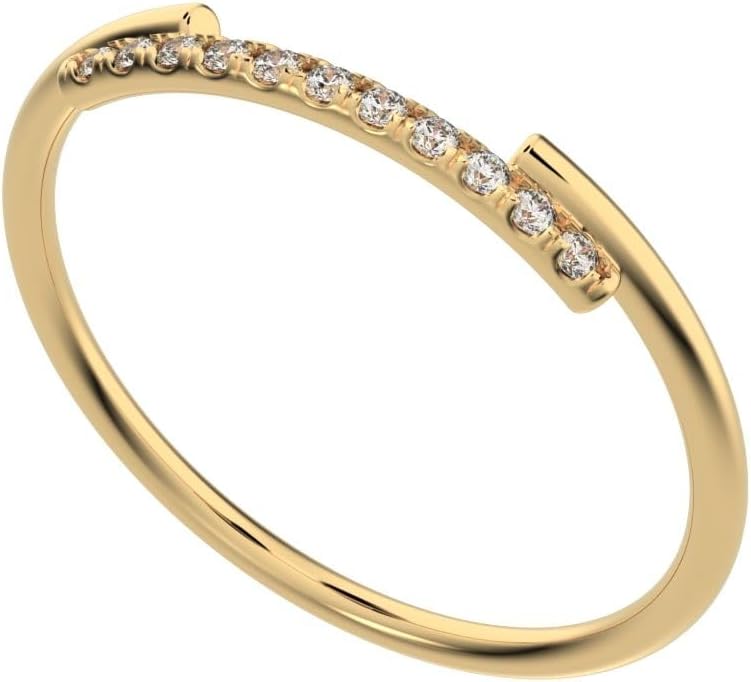 Clara Pucci 0.0825 Ct Round Cut Simulated Clear Diamond Dainty Minimalist Overlap Crown Stackable Cluster 14K White Gold Everyday Wedding Band