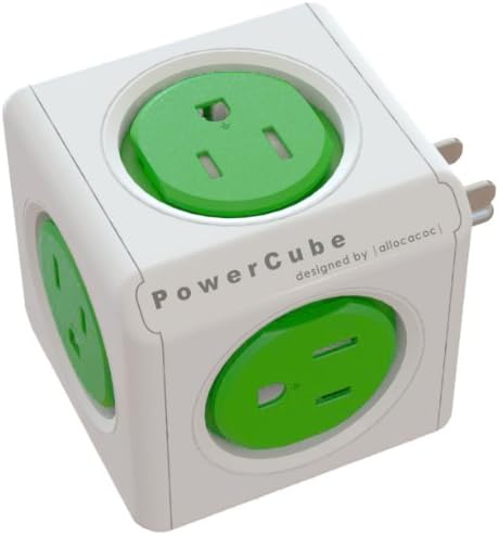 PowerCube Original, 5 Outlet Wall Adapter Power Strip with 5 outlets and Resettable Fuse - PC-4100-USORPC By Allocacoc,Kelly Green