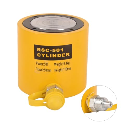 Image of 50T Hydraulic Cylinder Jack Ram, 2 inch Stroke Single Acting Hydraulic Jack Lifting Cylinder RSC-501 Automatically Porta Power Jack for Shipbuilding, Machinery, Construction