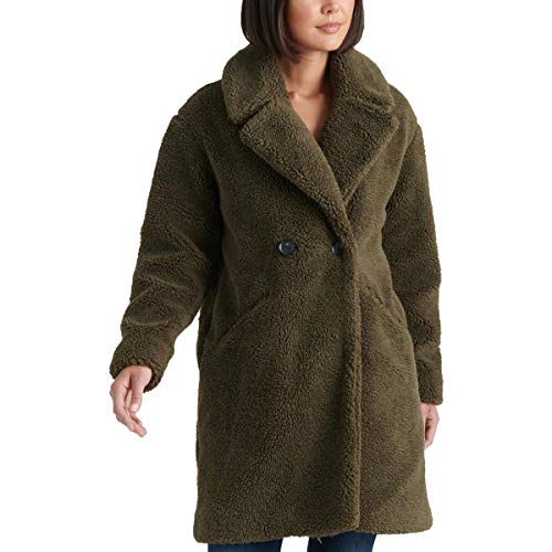 Lucky Brand Womens Teddy Winter Faux Fur Double Face Coat Green XL