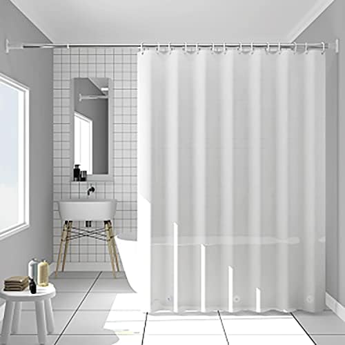 LQFHOME Frosted Shower Curtain Liner 72 x 72, PEVA Waterproof Non-Toxic Odor Free Light Weight Shower Curtain, with 12 Grommets Holes 3 Heavy Duty Magnetic Weights, Gift 12 Hooks, 72inch X 72inch