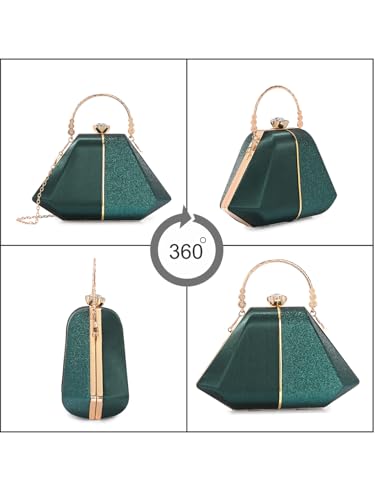 Image of TOOBA Handicraft Women's Beautiful Bling Box Clutch Bag | Evening Bag, Bridal Purse & Party Handbag | Wedding & Special Occasion Clutch (Mix Pyramid)