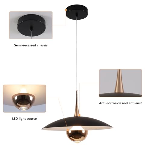 Image of Modern Black Pendant Lighting Fixture Mini Metal Ceiling Light Adjustable Modern Hanging Lamp for Kitchen Bedroom Living Room