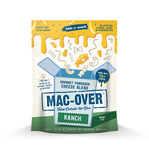 Mac-Over - Gourmet White Cheddar Cheese Powder, Ranch Flavor, 8 Ounces - Equal to 6-8 Boxes of Leading Brands, No Artificial Flavors or Colors, Gluten Free, Keto Friendly
