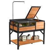 Aivituvin Tortoise Habitat Turtle Enclosure, Wooden Tortoise House Reptile Cage for Small Animals, Reptile Tank with Large Storage Shelf