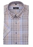 eterna Comfort Fit Hemd Halbarm Button Down Kragen Karo braun Größe 42
