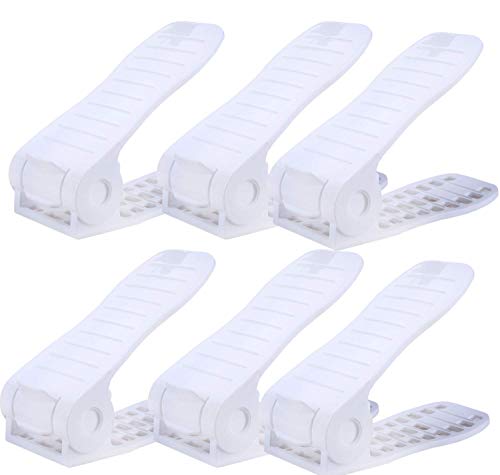 Fix Shoe Slots - Adjustable Shoe Organizer Space Saver Storage Rack Holder Double Shoe Rack, No Assembly Required (Snow White)
