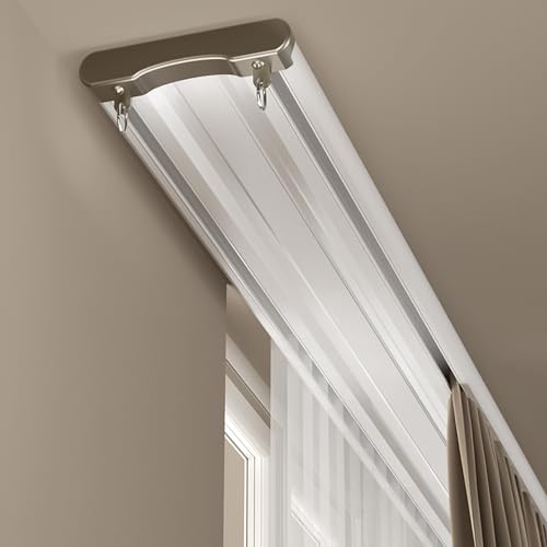 Riel doble silencioso de 4,8 m en blanco con tornillo oculto para cortinas de dormitorio 2