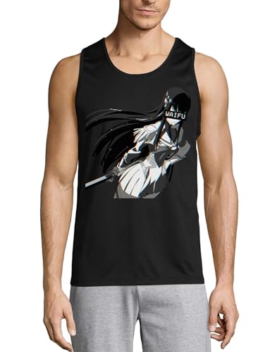 Camiseta sin mangas de algodón Anime 109 para hombre en color negro