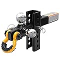 MaxxHaul 51003 Trailer Hitch Tri Ball Mount with Hook Pin Rotatable Tow Shackle 2 in Receiver 12000 lbs Capacity Heavy Duty with 1-7/8 in 2 in 2-5/16 in Hitch 3/4 inch D Ring Shank Rise 5" Drop 5"