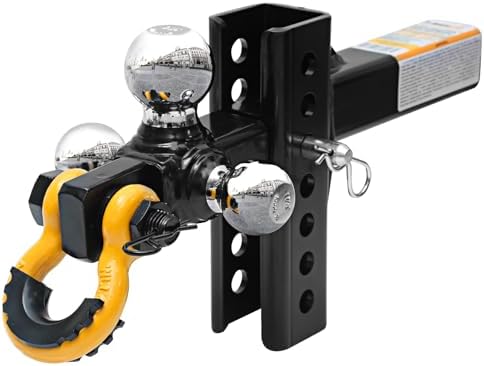 MaxxHaul 51003 Trailer Hitch Tri Ball Mount with Hook Pin Rotatab...