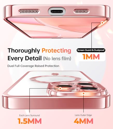 Coque iPhone 16 Pro Max antichoc magnétique or rose anneau support
