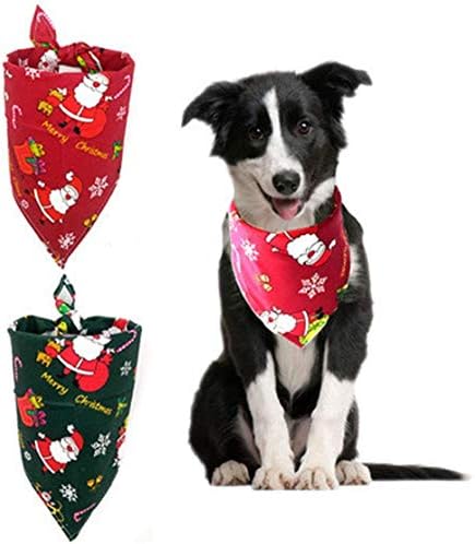 2 PCS Dog Bandana Pet Scarf, Triangle Bibs Kerchief Set for Girls and Boys Cotton Handmade Neckerchief