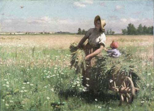 Peinture l'alouette des prés Paul Peel toile pour décoration salon chaleureux