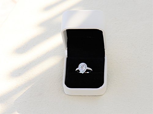 3 Ct Pear Shaped Cubic Zirconia Solitaire Engagement Ring Pave Thin Band in Sterling Silver Size 9